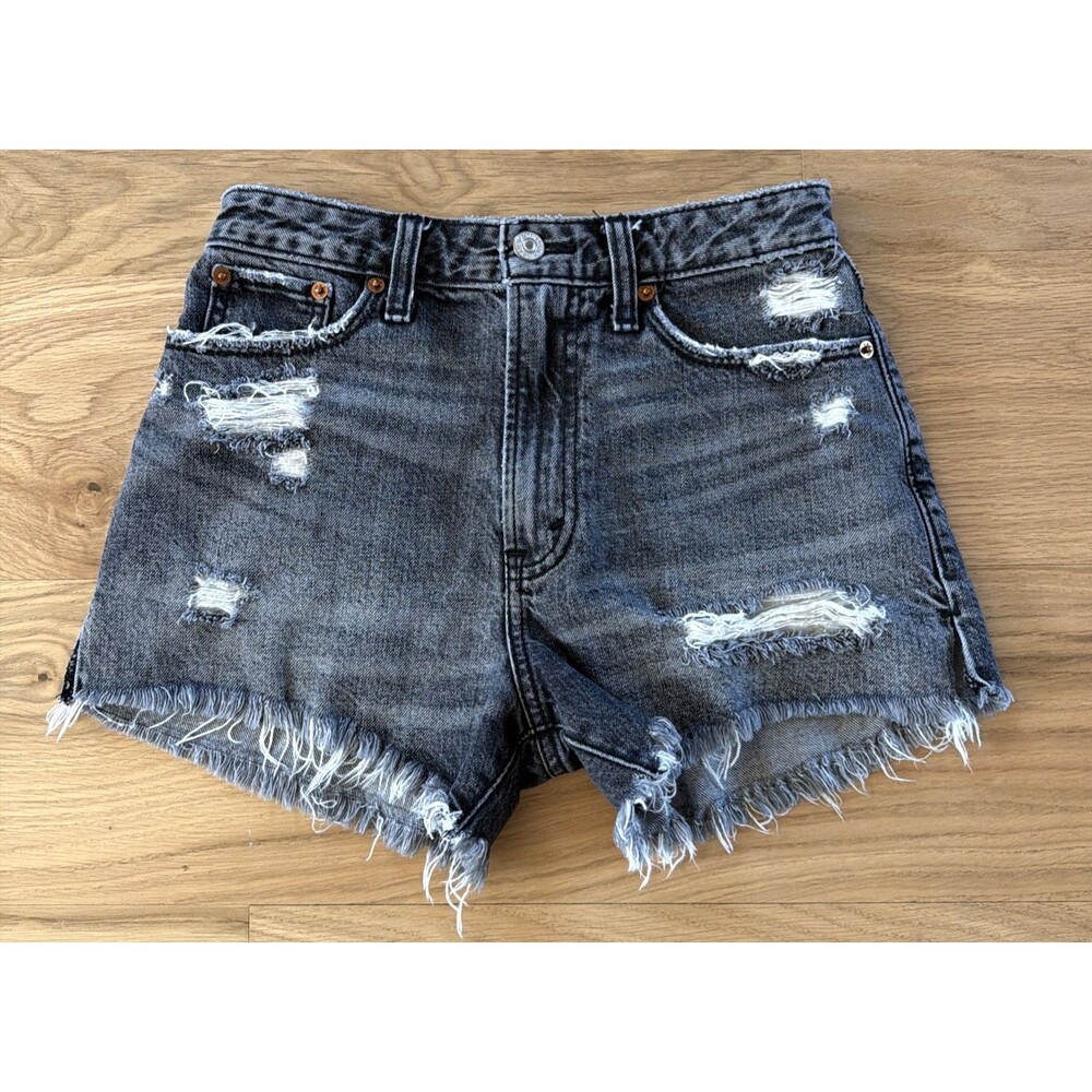 Abercrombie & Fitch Black Annie High Rise Shorts 24/00 Preppy Hippie Grunge